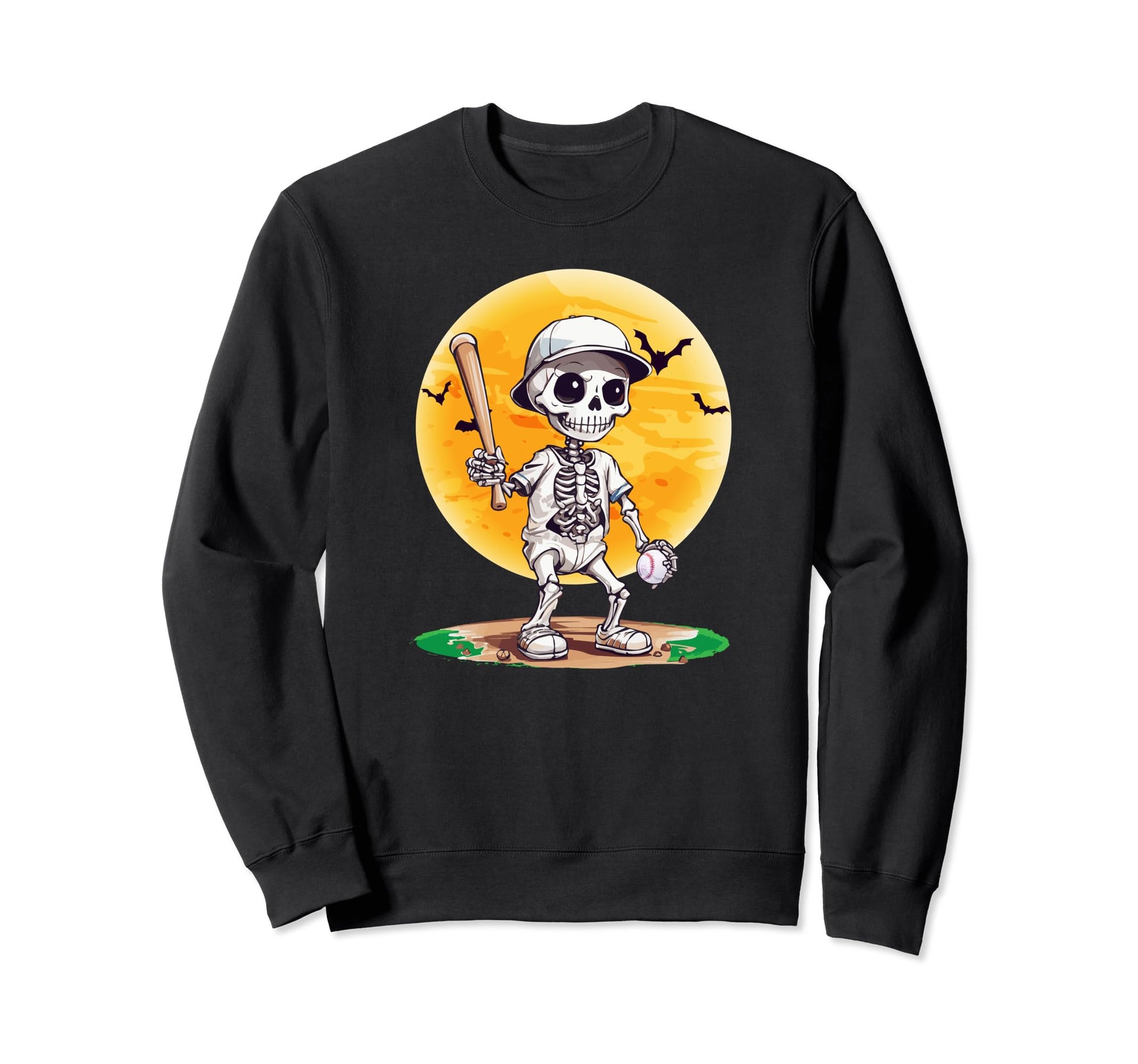 Baseball Skeleton Halloween Sweatshirt - Casual Everyday Wear Unisex - T-Shirt, Sweatshirt, Hoodie