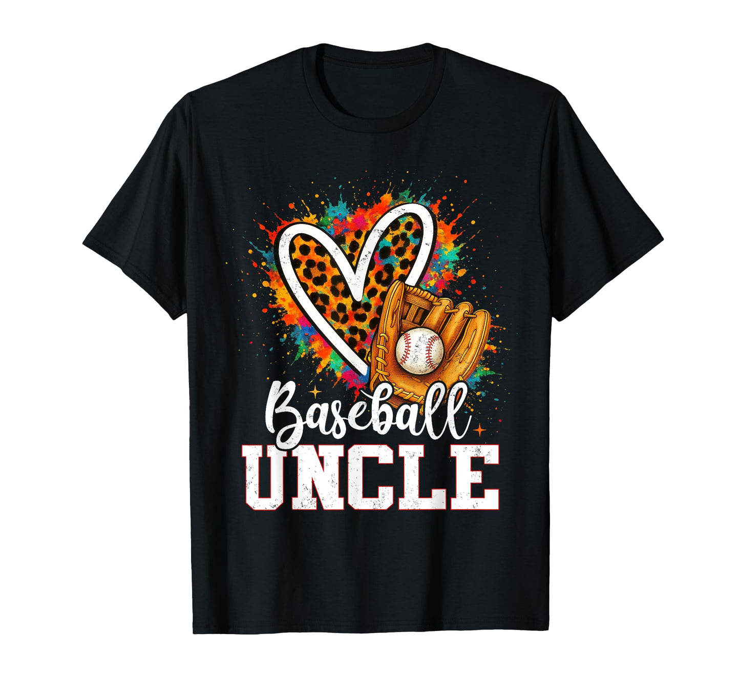 Baseball Uncle Leopard Heart Colorful T-Shirt - Streetwear Style Unisex - T-Shirt, Sweatshirt, Hoodie