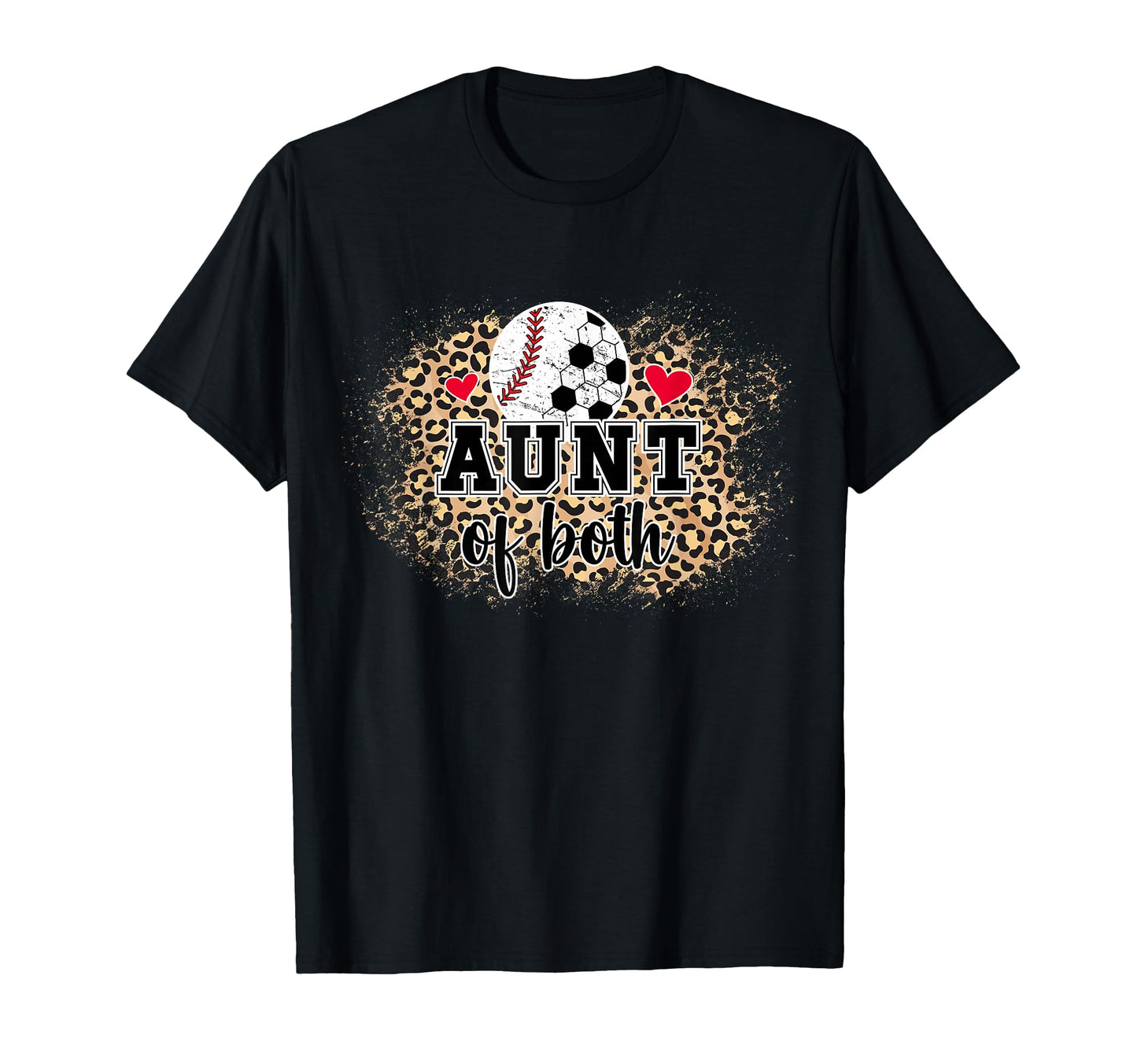 Aunt Both Leopard Baseball Soccer Aunt T-Shirt - Trendy Graphic Unisex - T-Shirt, Sweatshirt, Hoodie