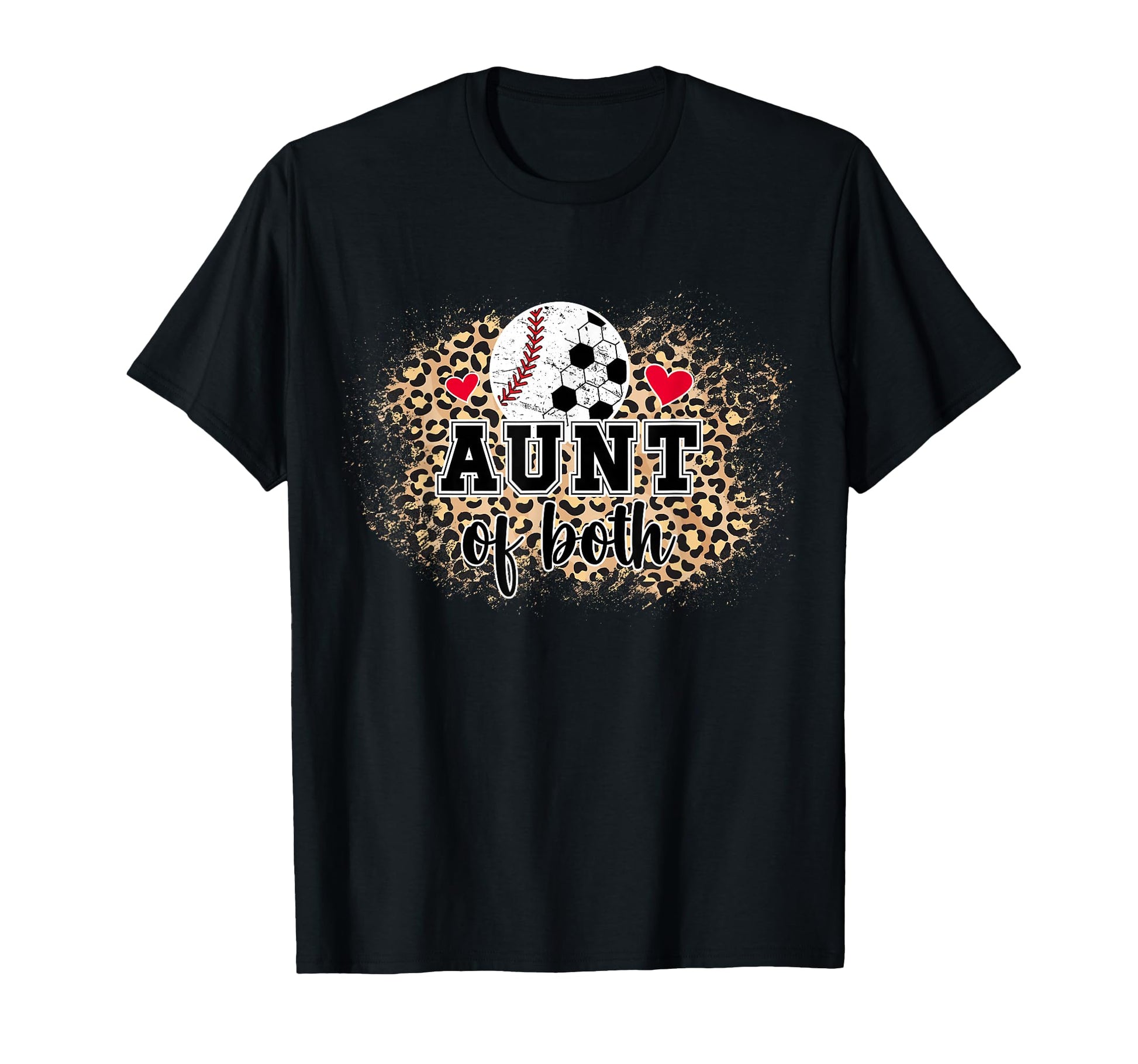 Aunt Both Leopard Baseball Soccer Aunt T-Shirt - Trendy Graphic Unisex - T-Shirt, Sweatshirt, Hoodie