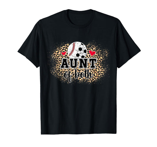 Aunt Both Leopard Baseball Soccer Aunt T-Shirt - Trendy Graphic Unisex - T-Shirt, Sweatshirt, Hoodie