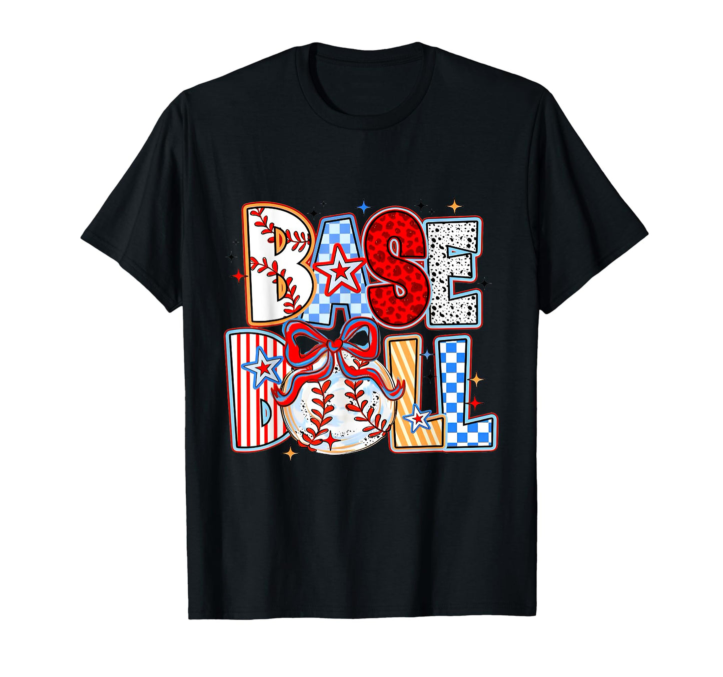 Leopard Checkered Baseball Coquette T-Shirt - Unique Graphic for Adults - T-Shirt, Sweatshirt, Hoodie