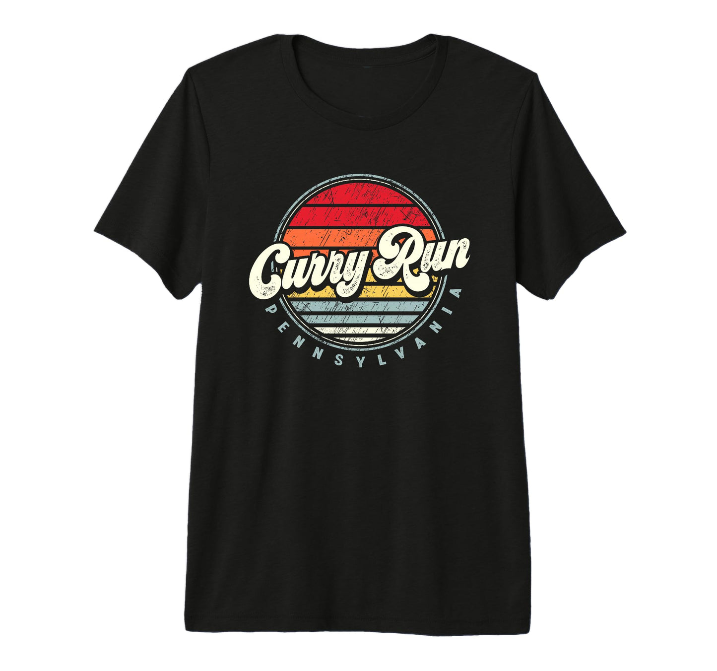 Curry Run Home State 70S Sunset Tri Blend T-Shirt - Minimalist Print Unisex - T-Shirt, Sweatshirt, Hoodie