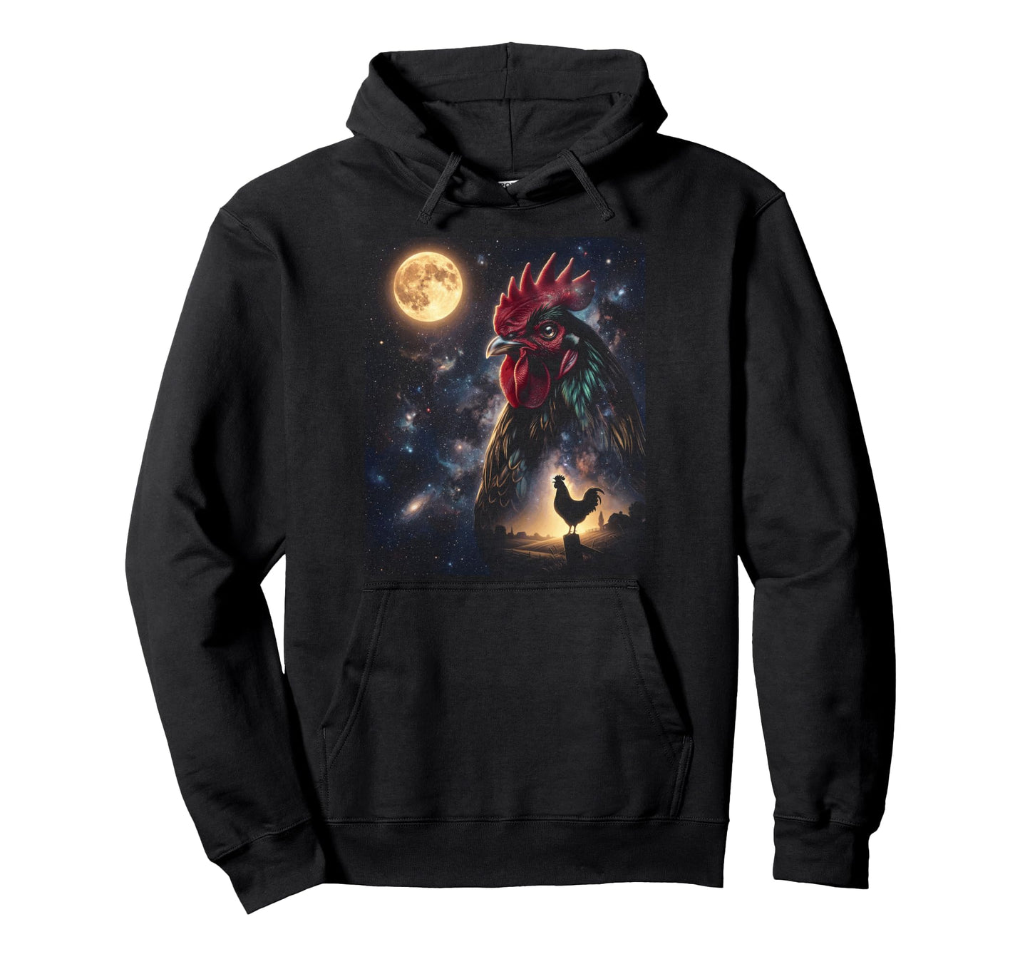 Chicken Art Celestial Moon Galaxy Hoodie - Fun Novelty Design Unisex - T-Shirt, Sweatshirt, Hoodie