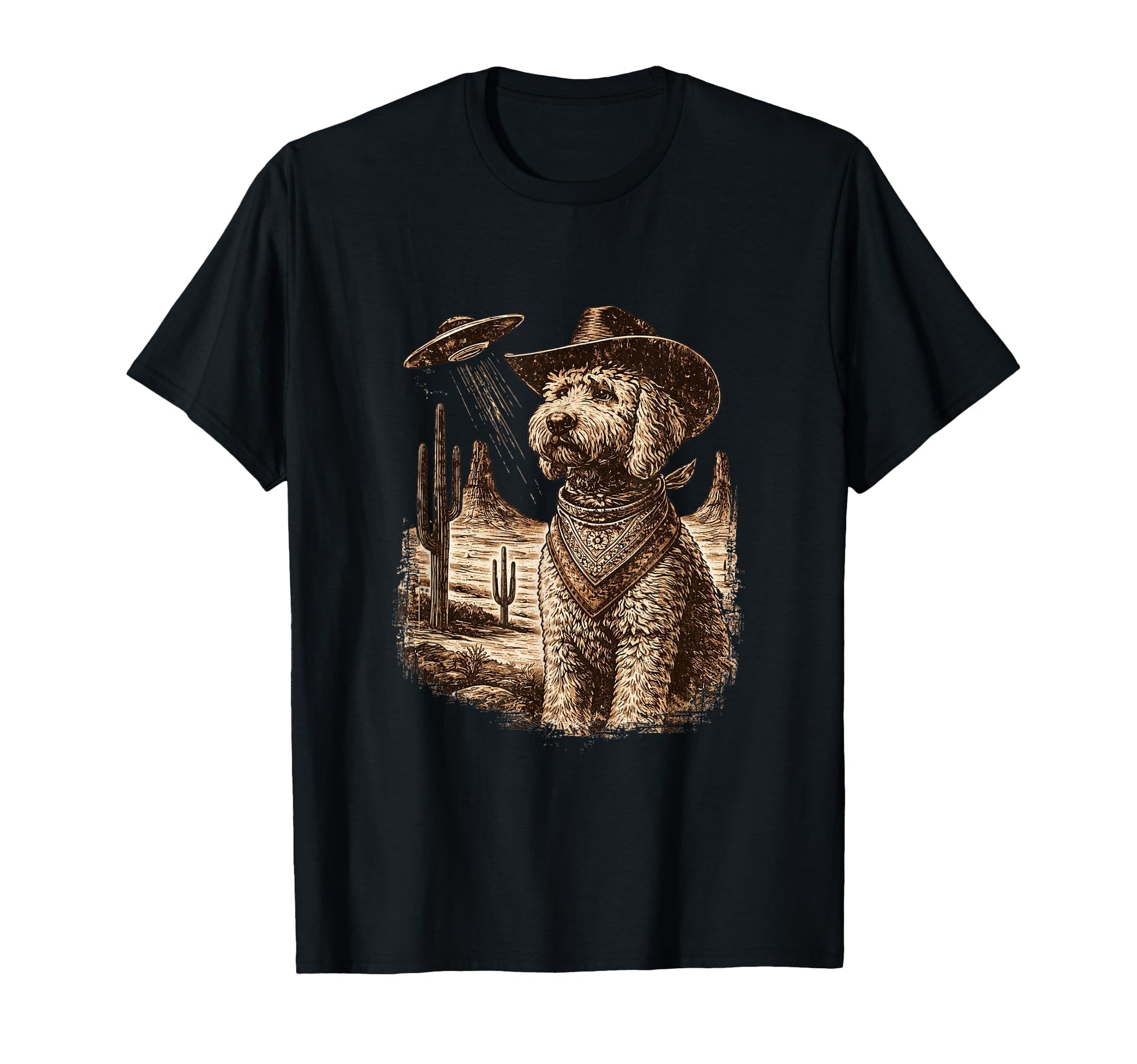 Funny Western Cowboy Doodle Dog T-Shirt - Minimalist Print Men Women - T-Shirt, Sweatshirt, Hoodie