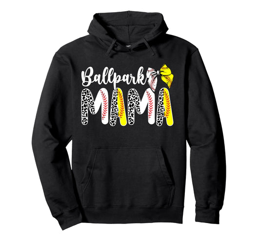 Ballpark Mama Coquette Softball Hoodie - Casual Everyday Wear Unisex - T-Shirt, Sweatshirt, Hoodie