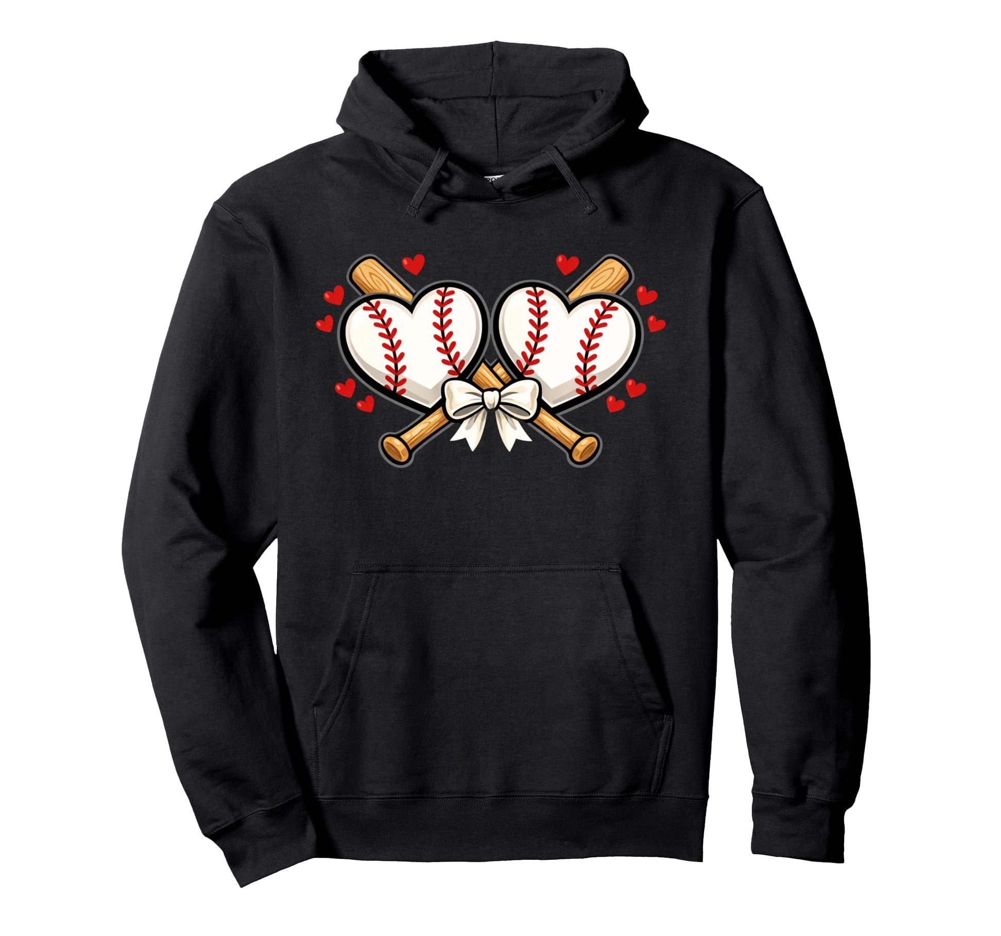 Coquette Baseball Hearts Hoodie - Unique Graphic Unisex - T-Shirt, Sweatshirt, Hoodie