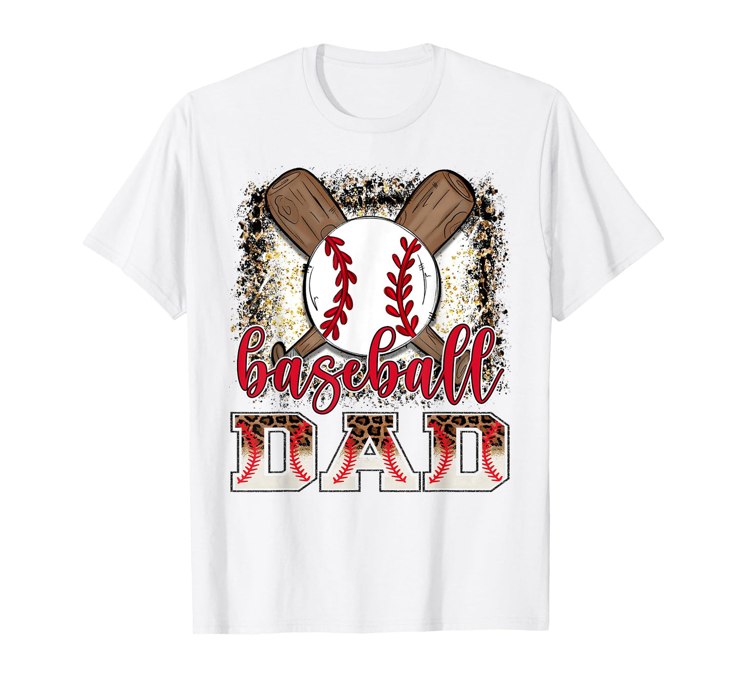 Baseball Dad Leopard Proud Ball T-Shirt - Casual Everyday Wear Men Women - T-Shirt, Sweatshirt, Hoodie