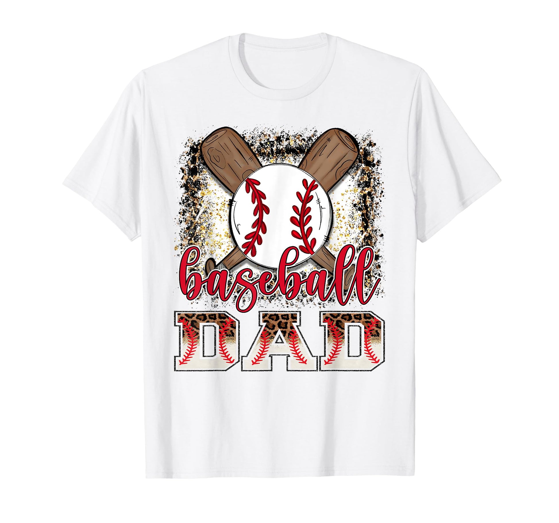 Baseball Dad Leopard Proud Ball T-Shirt - Casual Everyday Wear Men Women - T-Shirt, Sweatshirt, Hoodie
