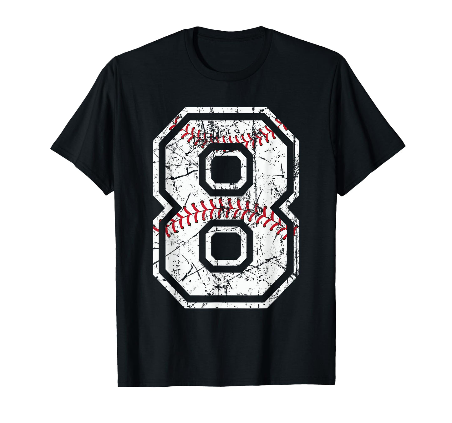 Number 8 Distressed Baseball Jersey T-Shirt - Custom Art Print for Adults - T-Shirt, Sweatshirt, Hoodie