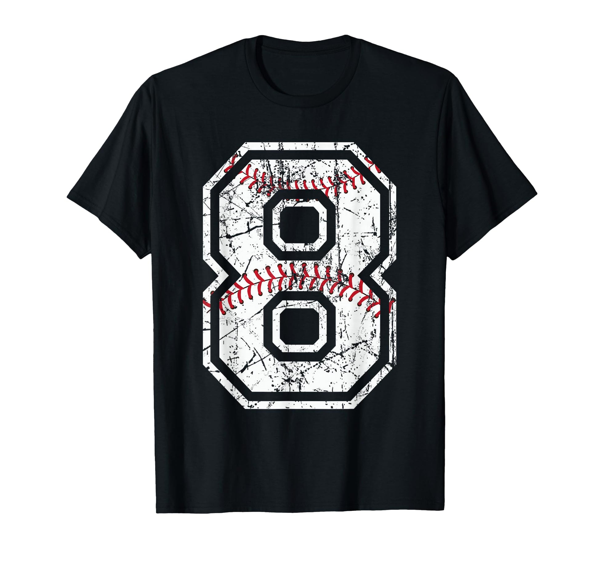 Number 8 Distressed Baseball Jersey T-Shirt - Custom Art Print for Adults - T-Shirt, Sweatshirt, Hoodie