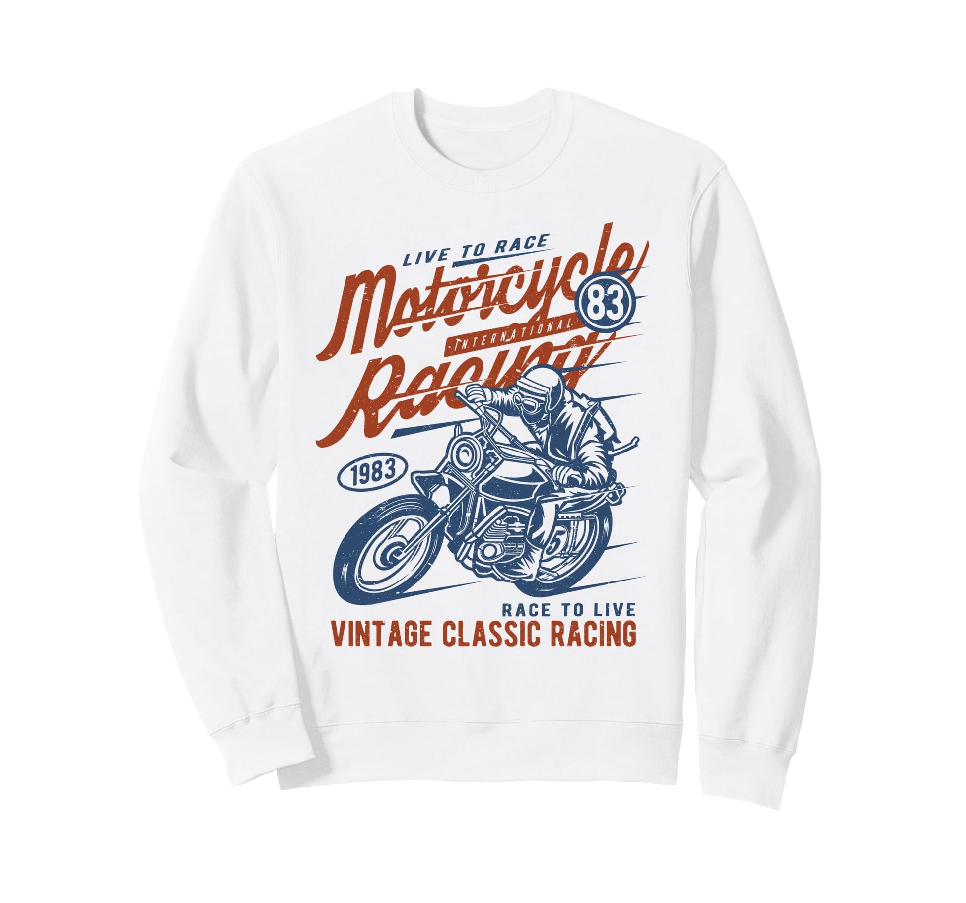 Motorcycle Racing Distressed Sweatshirt - Custom Art Print for Adults - T-Shirt, Sweatshirt, Hoodie