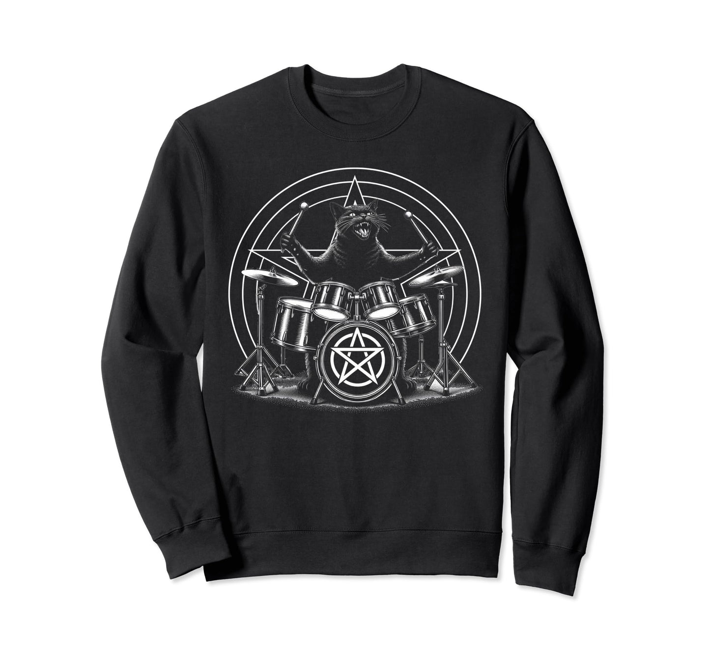 Death Metal Satanic Cat Sweatshirt - Casual Everyday Wear for Adults - T-Shirt, Sweatshirt, Hoodie