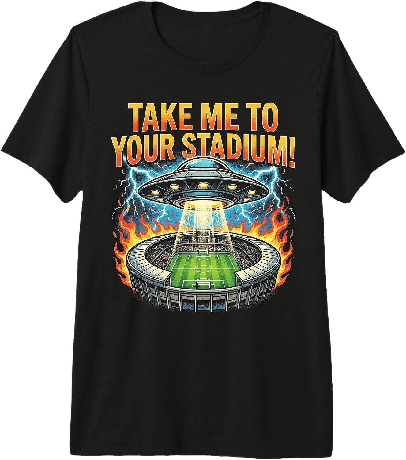 Funny Soccer UFO Alien Sci-Fi Football Humor - Adult & Kids T-Shirts, Sweatshirts & Hoodies apparel design preview 1