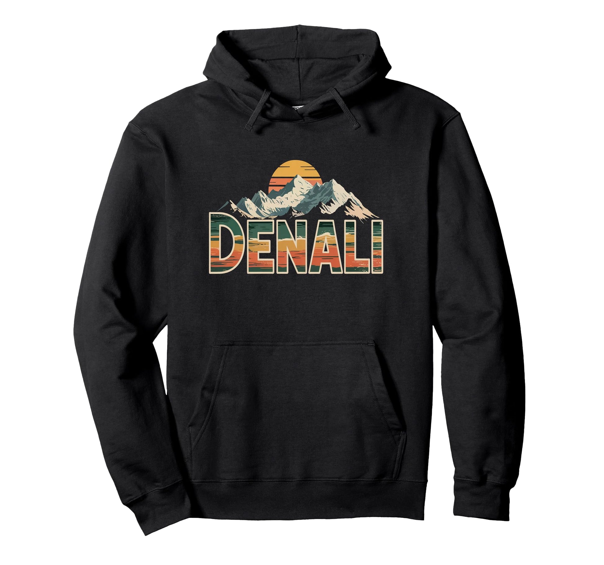 Denali National Park Sunset 70S Alaska Hoodie - Novelty Apparel Unisex - T-Shirt, Sweatshirt, Hoodie