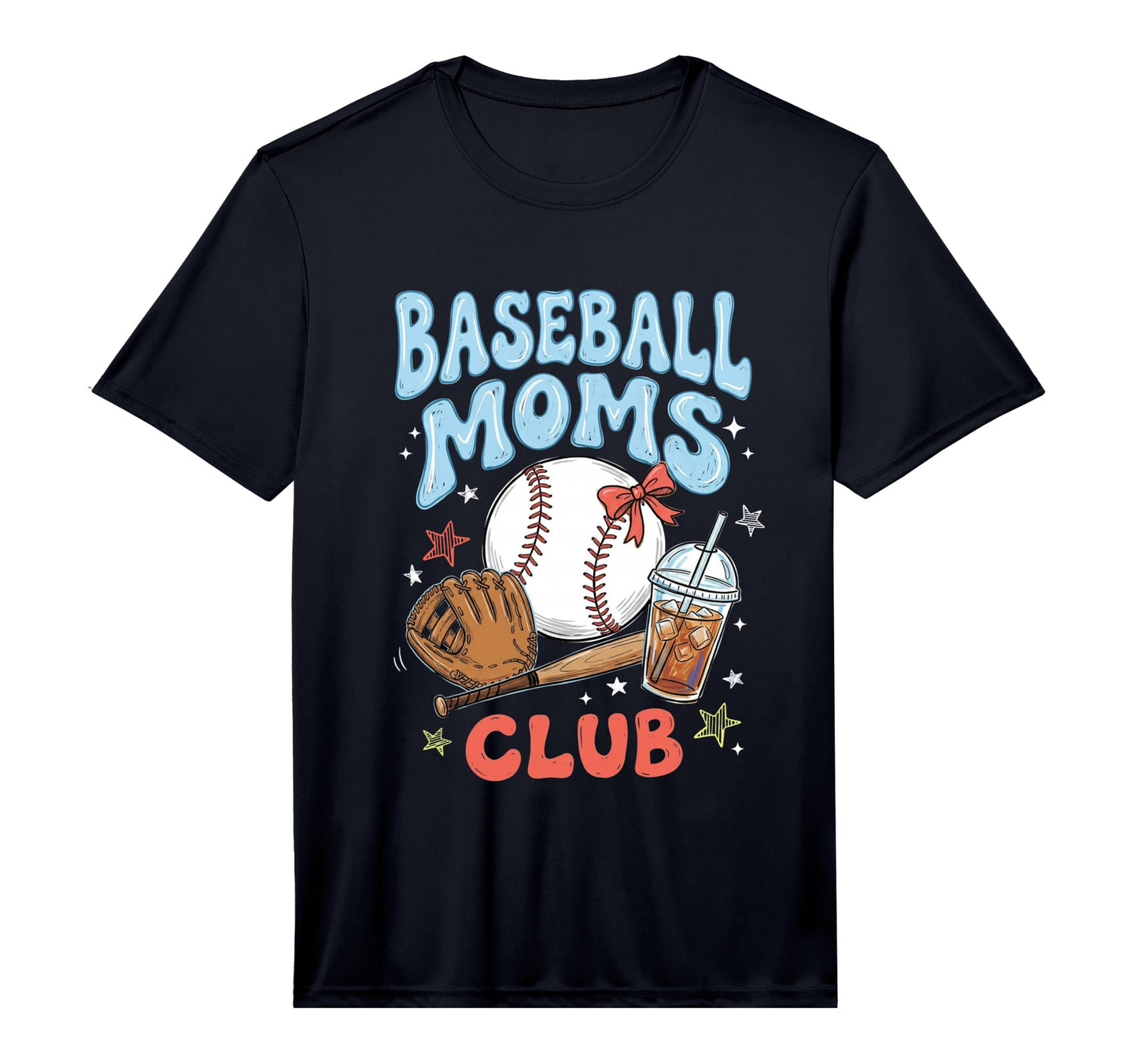 Mens Baseball Moms Club Coquette Bow T-Shirt - Minimalist Print for Adults - T-Shirt, Sweatshirt, Hoodie
