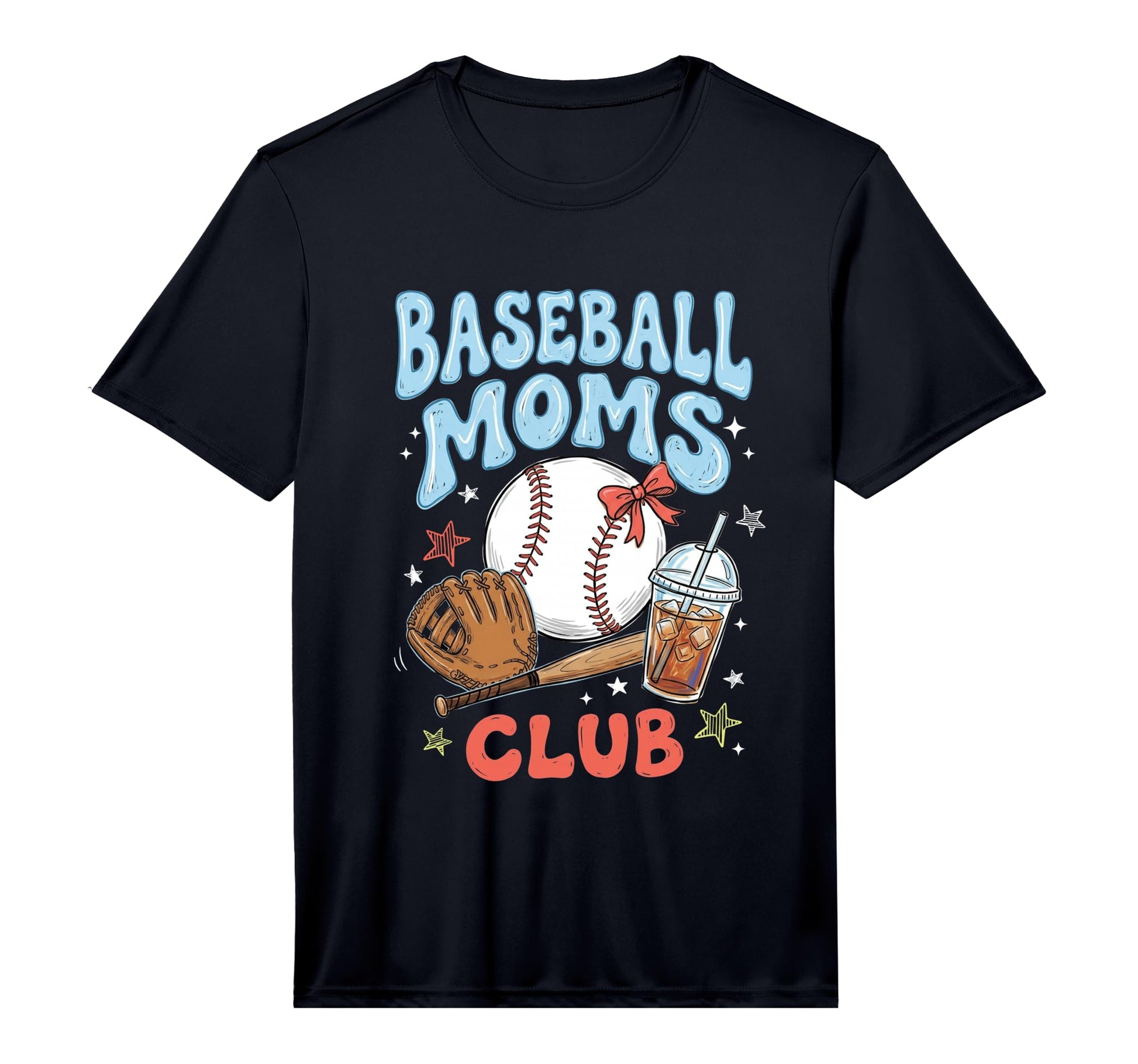 Mens Baseball Moms Club Coquette Bow T-Shirt - Minimalist Print for Adults - T-Shirt, Sweatshirt, Hoodie