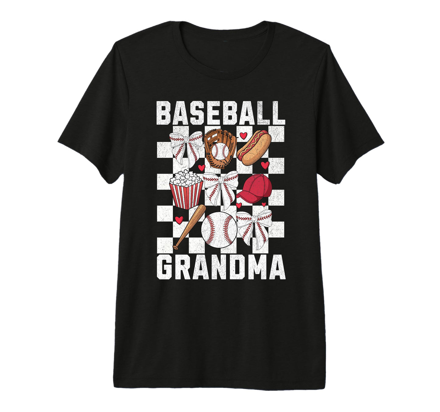 Baseball Grandma Coquette Bow T-Shirt - Unique Graphic for Adults - T-Shirt, Sweatshirt, Hoodie