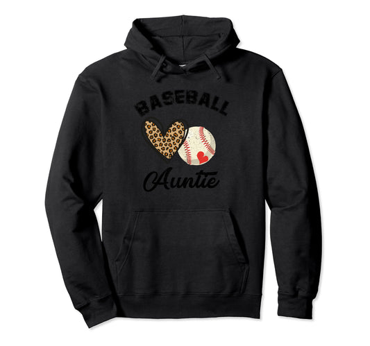 Baseball Auntie Leopard Heart Mothers Hoodie - Novelty Apparel Men Women - T-Shirt, Sweatshirt, Hoodie