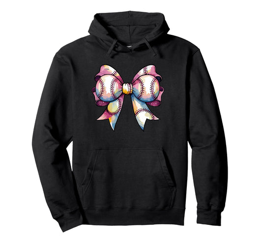 Baseball Bow Tie Coquette Baseball Hoodie - Minimalist Print for Adults - T-Shirt, Sweatshirt, Hoodie