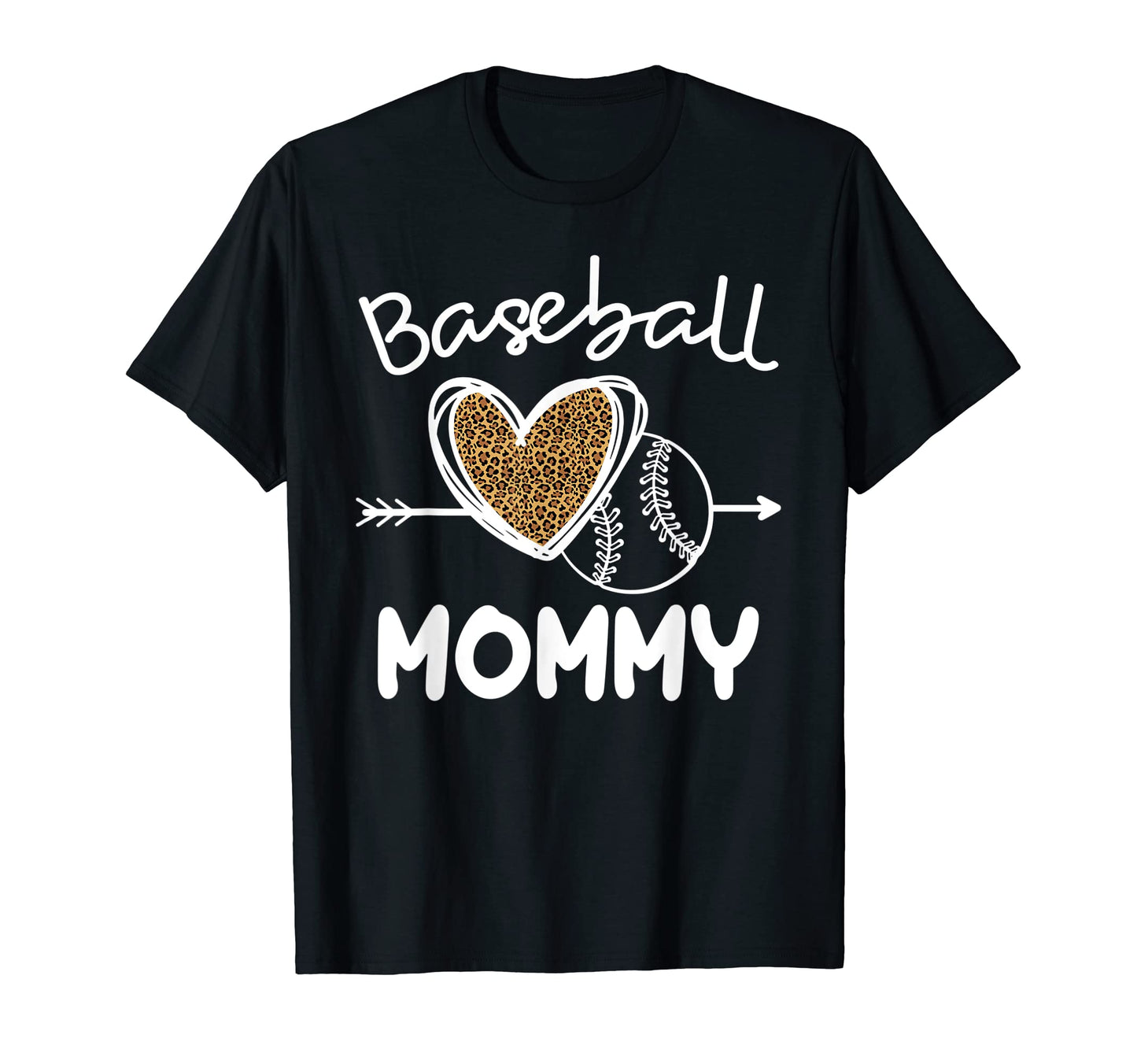 Baseball Mommy Leopard Heart Family T-Shirt - Casual Everyday Wear Unisex - T-Shirt, Sweatshirt, Hoodie