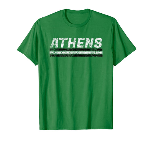 Athens Ohio Weathered Stripe Throwback T-Shirt - Trendy Graphic Unisex - T-Shirt, Sweatshirt, Hoodie