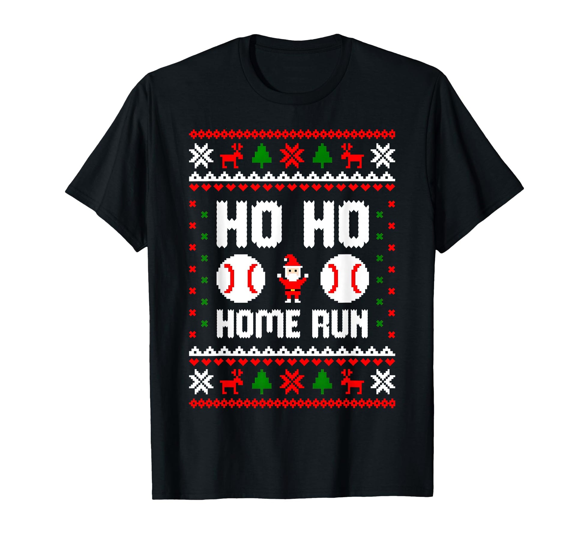 Ho Ho Home Run Baseball Santa T-Shirt - Casual Everyday Wear for Adults - T-Shirt, Sweatshirt, Hoodie