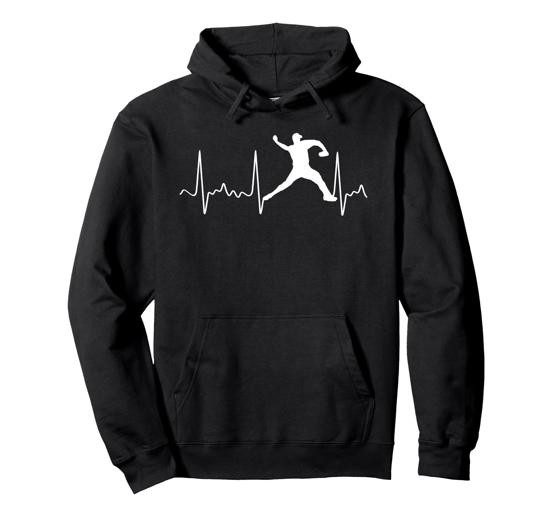 White Baseball Heartbeat Pitcher Baseball Hoodie - Streetwear Style Unisex - T-Shirt, Sweatshirt, Hoodie