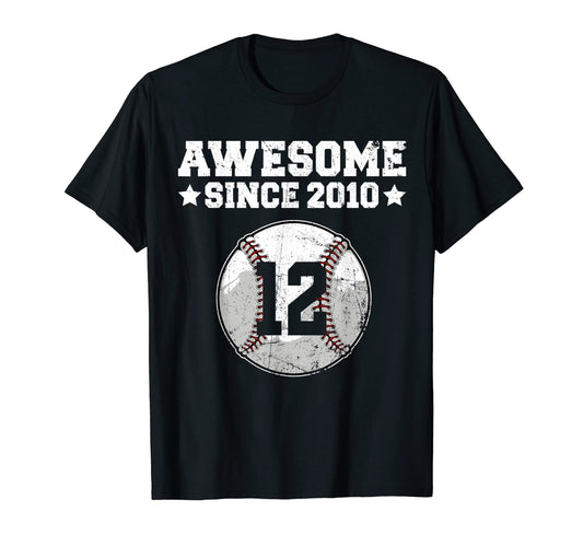 Awesome Since 2010 Baseball 12Th T-Shirt - Graphic Print Men Women - T-Shirt, Sweatshirt, Hoodie