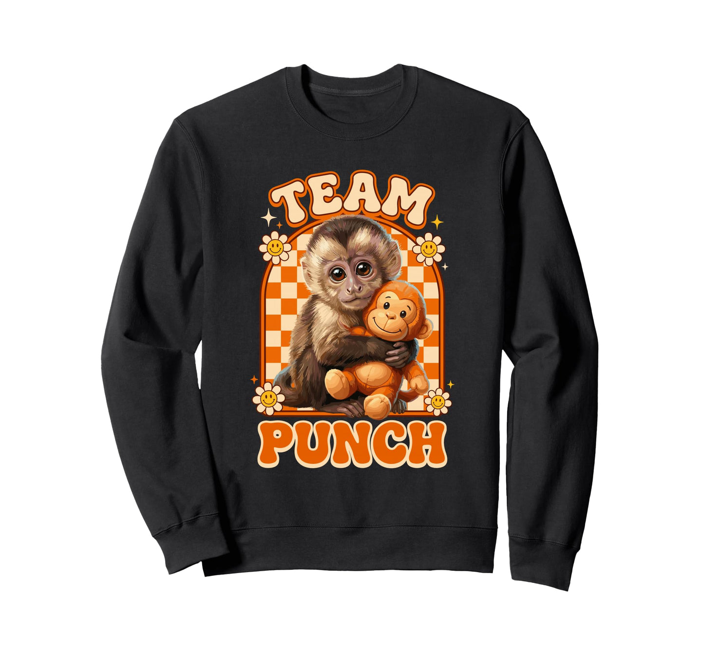 Team Punch Monkey Lover Groovy Sweatshirt - Unique Graphic for Adults - T-Shirt, Sweatshirt, Hoodie