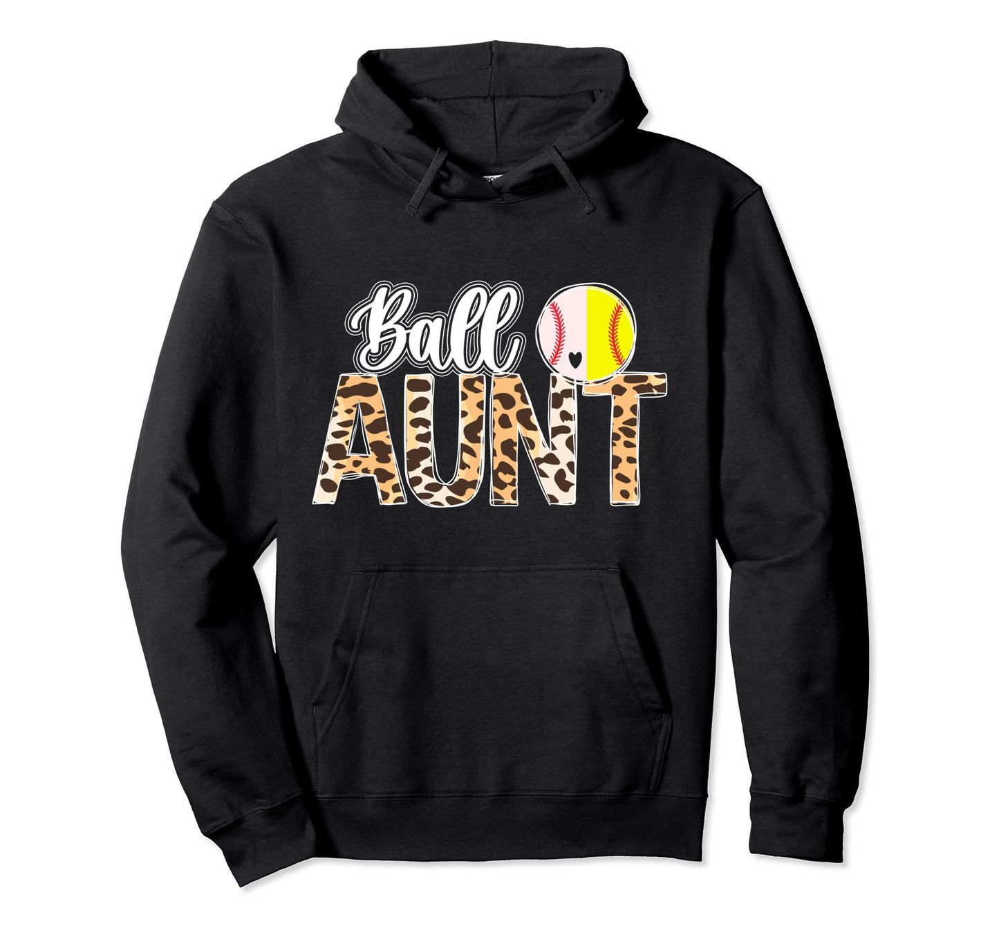 Ball Aunt Leopard Softball Baseball Aunt Hoodie - Graphic Print for Adults - T-Shirt, Sweatshirt, Hoodie