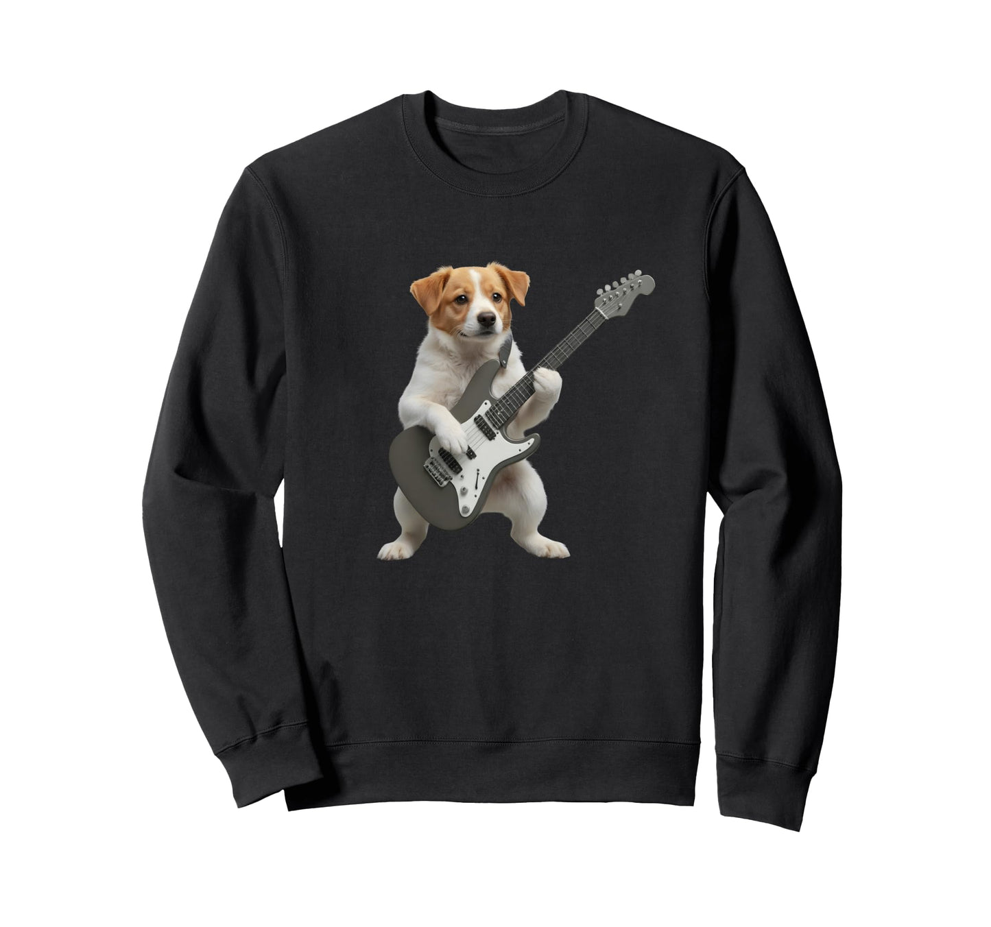 Funny Guitar Puppy Rocking Dog Music Sweatshirt - Graphic Print Men Women - T-Shirt, Sweatshirt, Hoodie