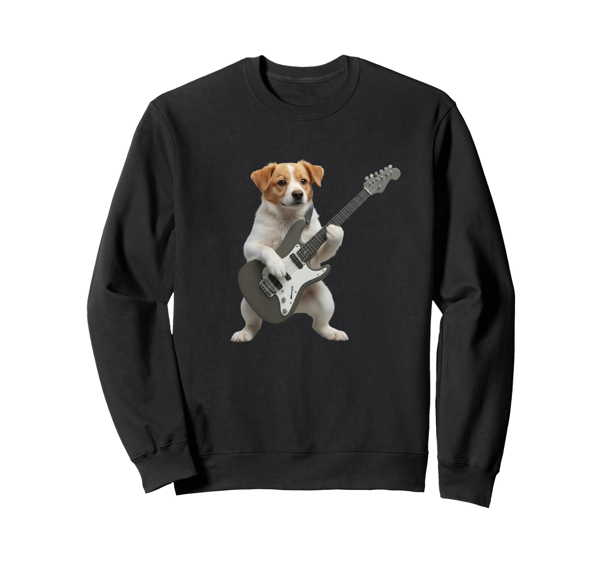 Funny Guitar Puppy Rocking Dog Music Sweatshirt - Graphic Print Men Women - T-Shirt, Sweatshirt, Hoodie