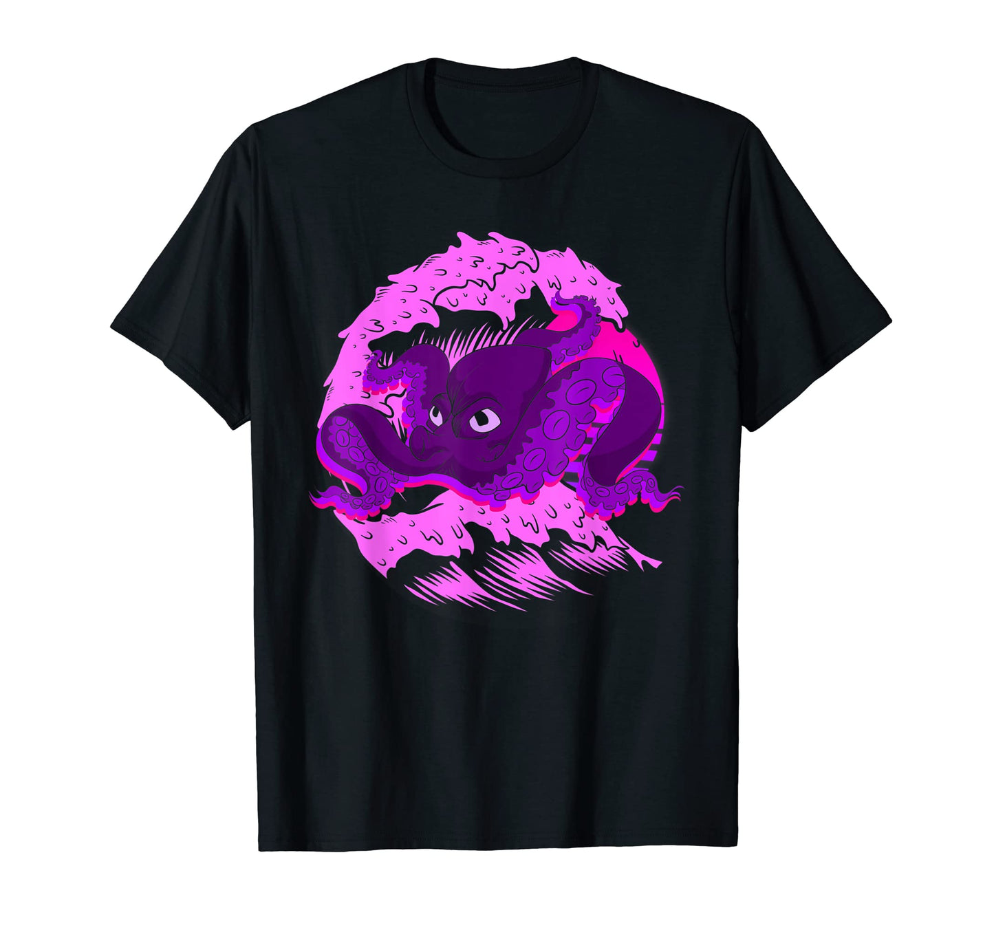 Ocean Kraken Sea Monster 80S Synthwave T-Shirt - Custom Art Print Unisex - T-Shirt, Sweatshirt, Hoodie