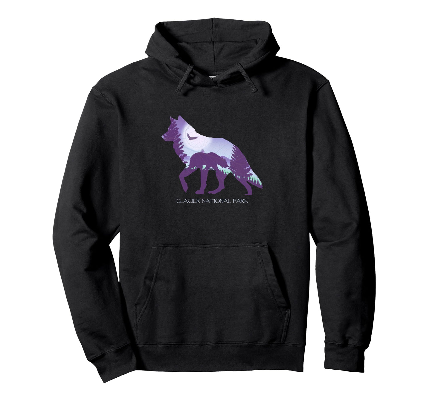 Glacier National Park Wolf Hoodie - Casual Everyday Wear for Adults - T-Shirt, Sweatshirt, Hoodie