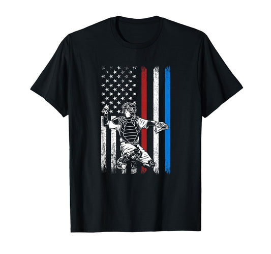 Baseball American Flag Patriotic T-Shirt - Novelty Apparel Men Women - T-Shirt, Sweatshirt, Hoodie