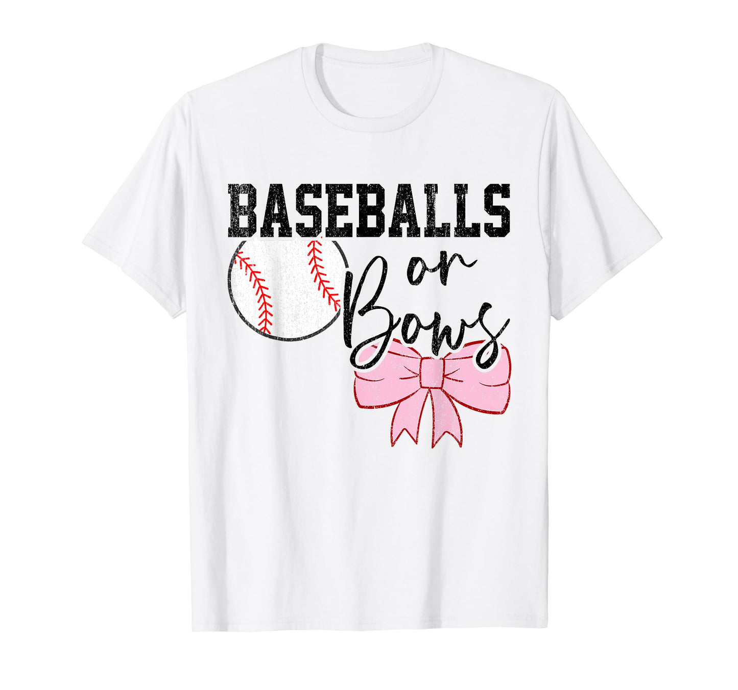 Baseballs Or Bows Gender Reveal Team T-Shirt - Minimalist Print Men Women - T-Shirt, Sweatshirt, Hoodie