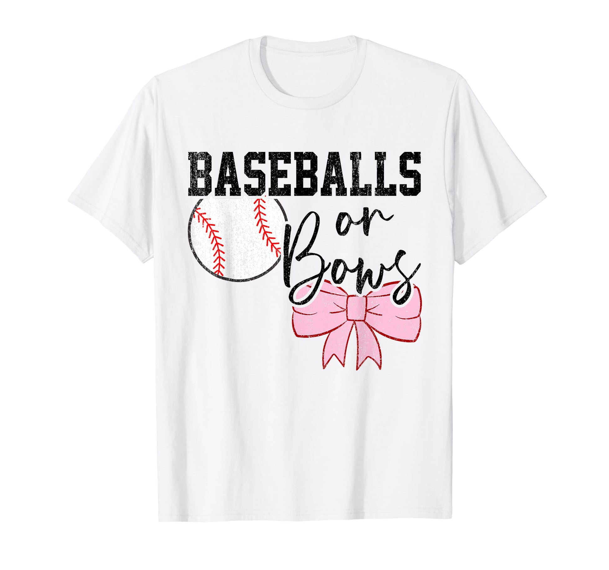 Baseballs Or Bows Gender Reveal Team T-Shirt - Minimalist Print Men Women - T-Shirt, Sweatshirt, Hoodie