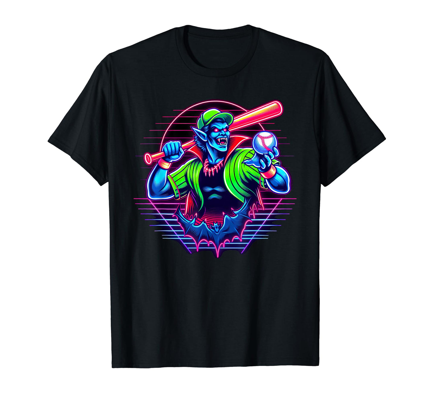 Vampire Playing Baseball Moonlit Slugfest T-Shirt - Trendy Graphic Unisex - T-Shirt, Sweatshirt, Hoodie