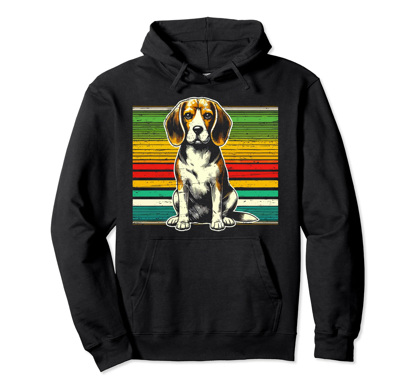 Beagle Colorful Stripes Hoodie - Graphic Print for Adults - T-Shirt, Sweatshirt, Hoodie