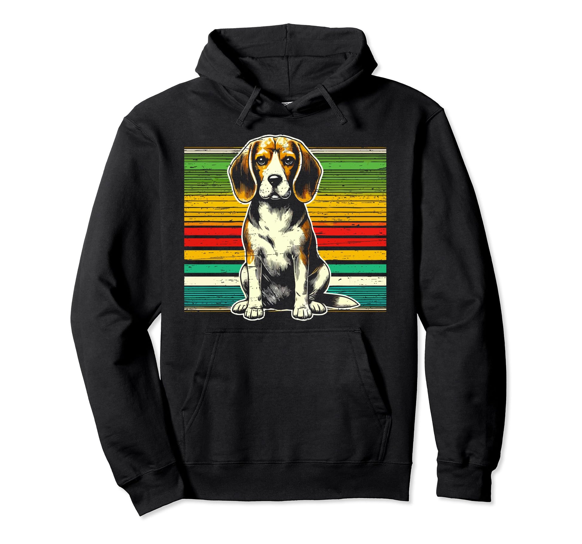 Beagle Colorful Stripes Hoodie - Graphic Print for Adults - T-Shirt, Sweatshirt, Hoodie