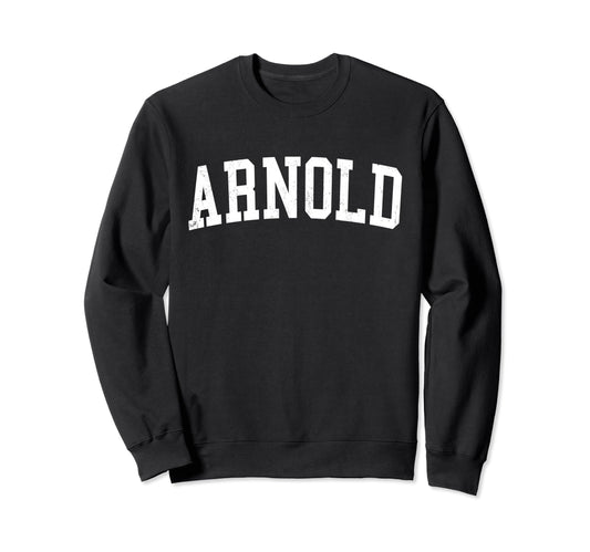Arnold Md Distressed White Varsity Sweatshirt - Trendy Graphic for Adults - T-Shirt, Sweatshirt, Hoodie
