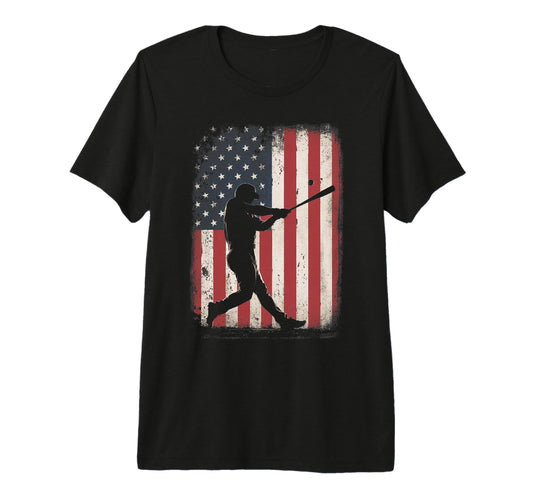 American Flag Baseball Player Gifts Tri T-Shirt - Unique Graphic Men Women - T-Shirt, Sweatshirt, Hoodie