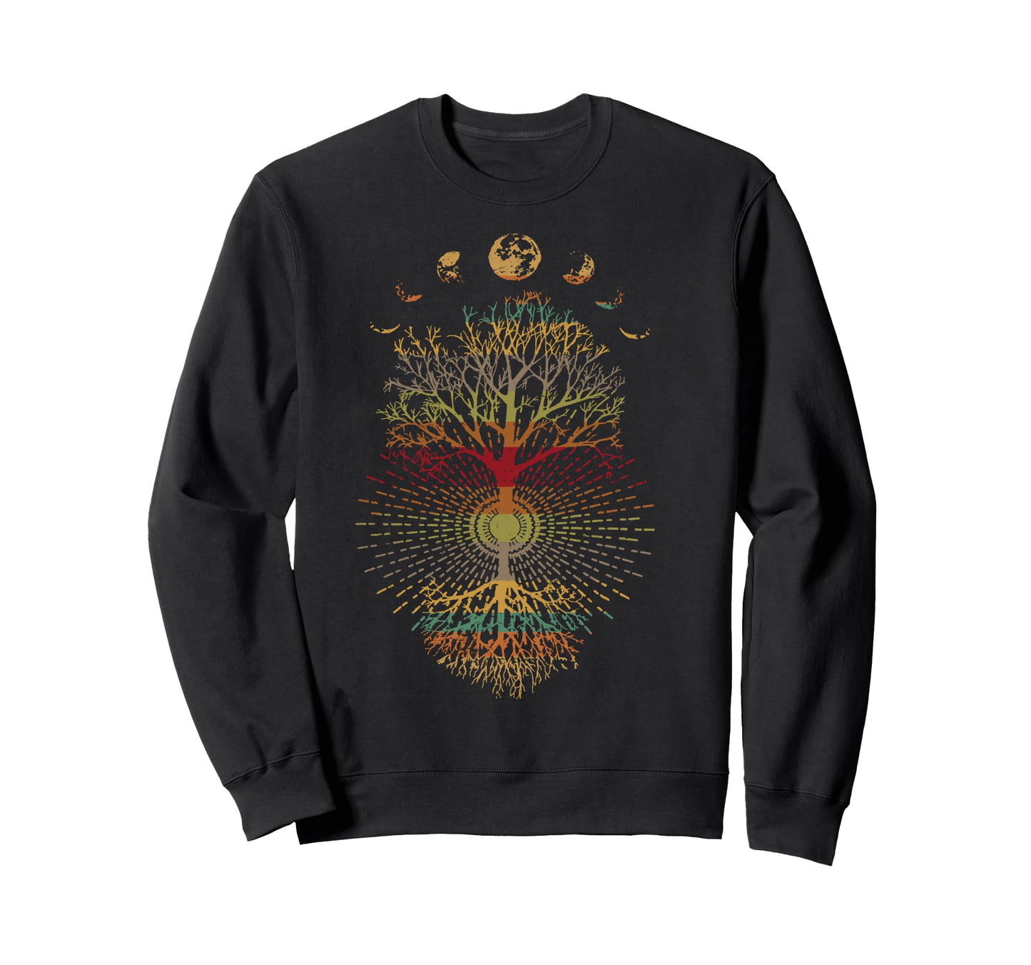 Phases Moon 60S 70S Vibe Tree Life Sweatshirt - Custom Art Print Unisex - T-Shirt, Sweatshirt, Hoodie