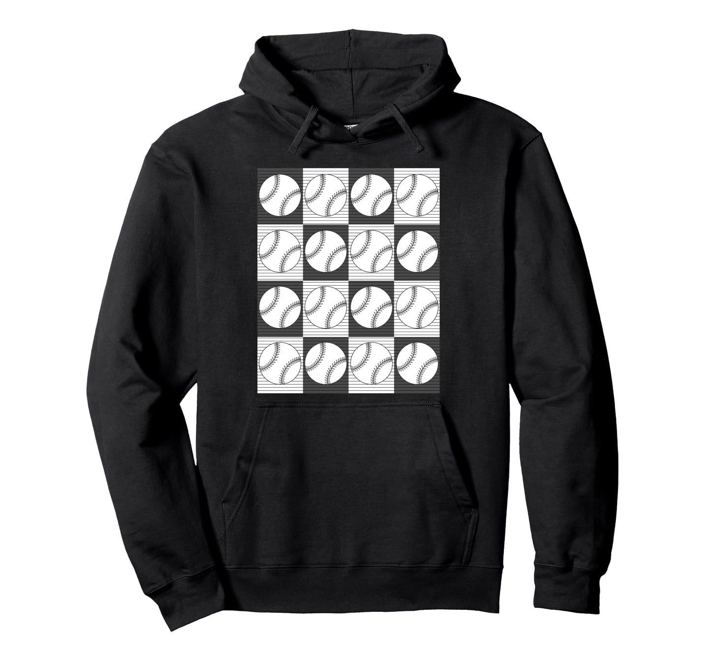 Checkerboard Checkered Baseball Player Hoodie - Minimalist Print Men Women - T-Shirt, Sweatshirt, Hoodie