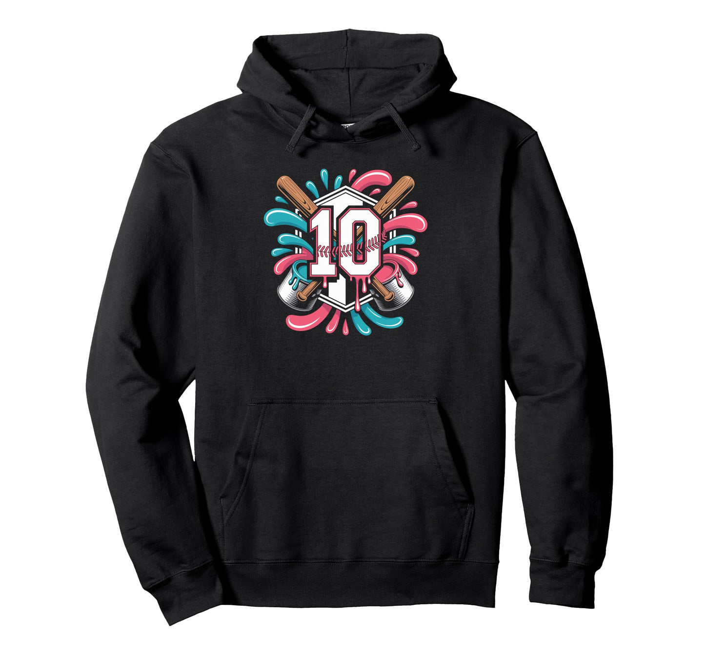 Birthday Baseball Fun 10 Year Old Hoodie - Minimalist Print Unisex - T-Shirt, Sweatshirt, Hoodie