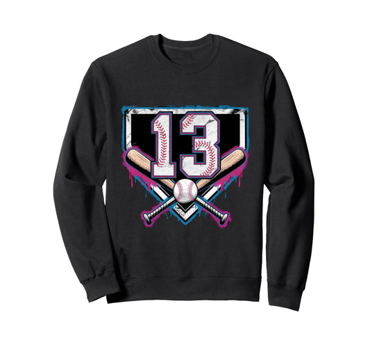13Th Birthday Baseball Home Sweatshirt - Casual Everyday Wear Men Women - T-Shirt, Sweatshirt, Hoodie