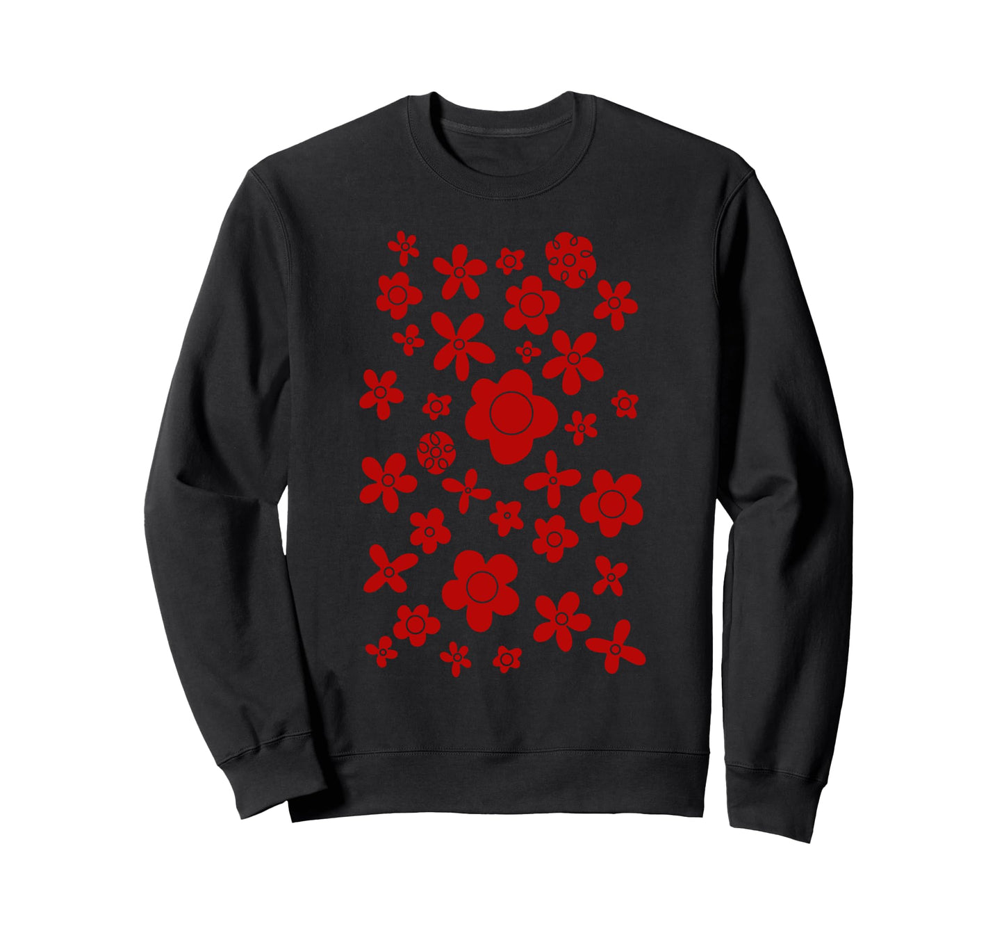 Red Floral Pattern Pop Art Flower Sweatshirt - Custom Art Print Men Women - T-Shirt, Sweatshirt, Hoodie