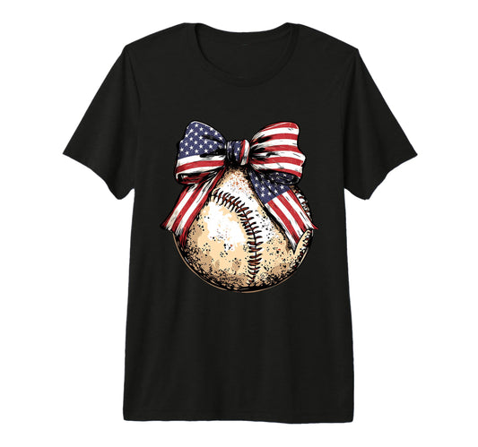 American Baseball Coquette Bow T-Shirt - Trendy Graphic for Adults - T-Shirt, Sweatshirt, Hoodie