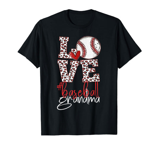 Baseball Grandma Baseball Leopard T-Shirt - Casual Everyday Wear Unisex - T-Shirt, Sweatshirt, Hoodie